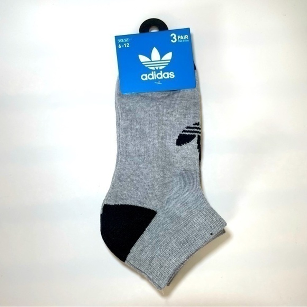 Adidas men’s low cut socks 3 pack size 6-12 black gray